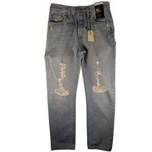 Levi's Premium 501 Original Cropped Jeans‎ Distressed Light Wash (Fits 28x28)